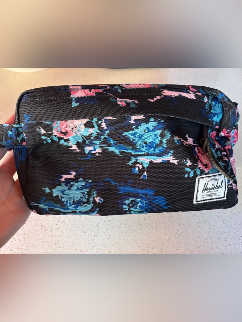 Herschel Supply Company Floral Cosmetic Case in Black, Blue & Pink